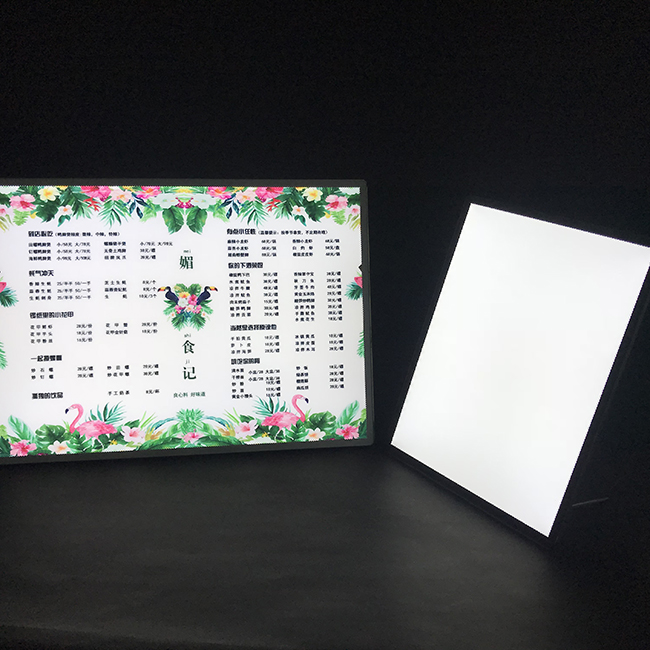 Boîte à lumière LED à panneau de verre trempé horizontal de bureau A1