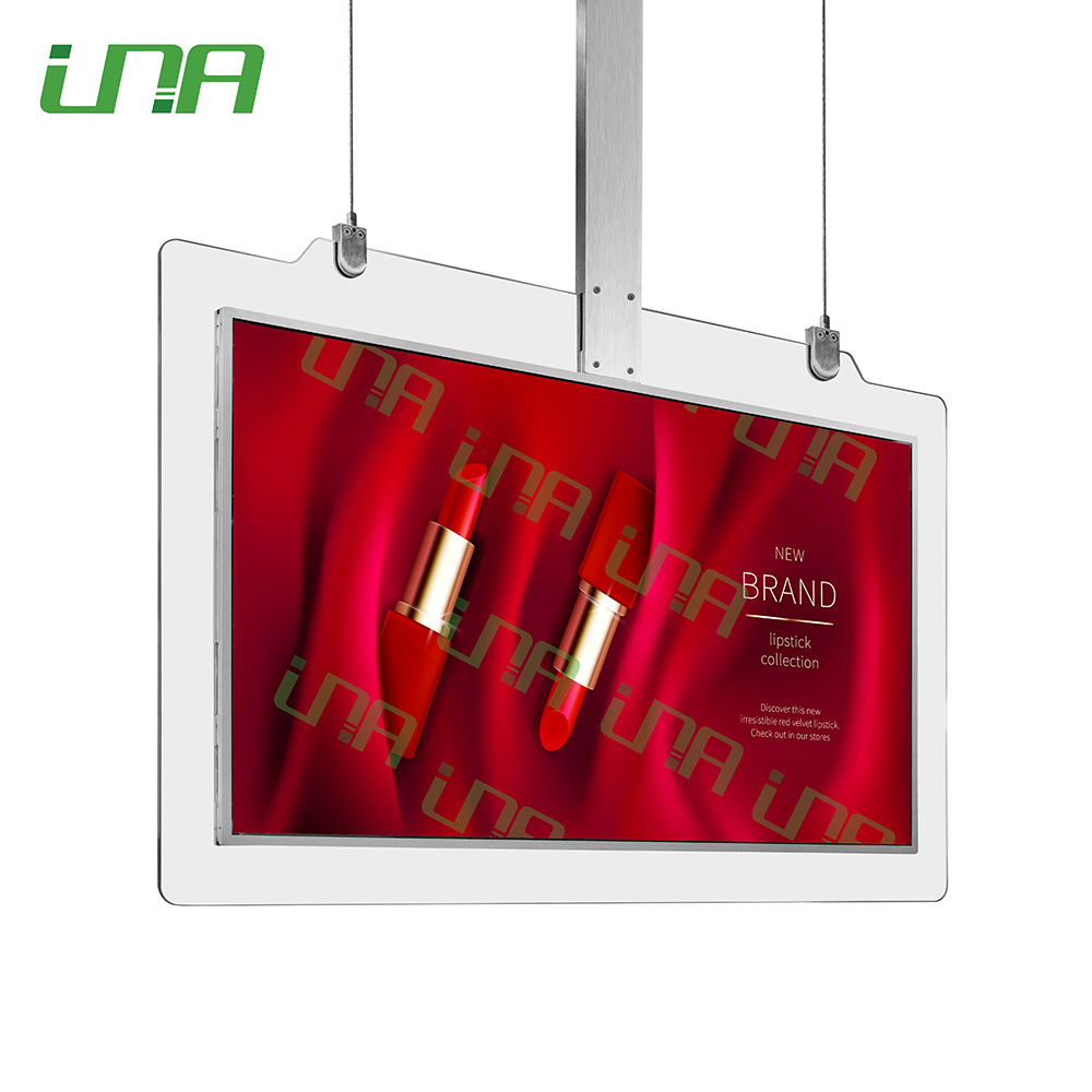 Affichage vidéo LCD en verre paysager double face suspendu au toit